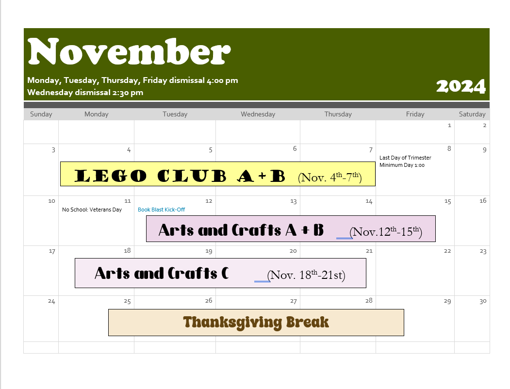 november club calendar