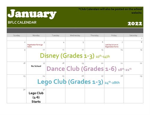 CLUB CALENDARS
